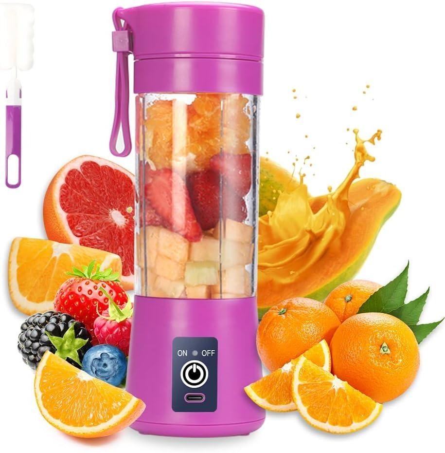 Electric Juicer Blender 380ml Blue USB Rechargeable