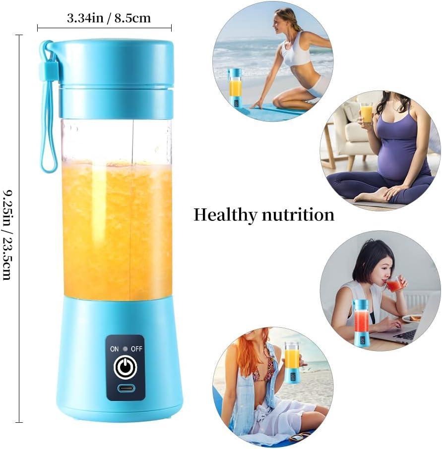 Electric Juicer Blender 380ml Blue USB Rechargeable