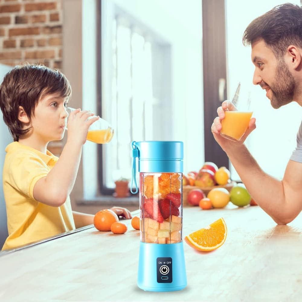 Electric Juicer Blender 380ml Blue USB Rechargeable